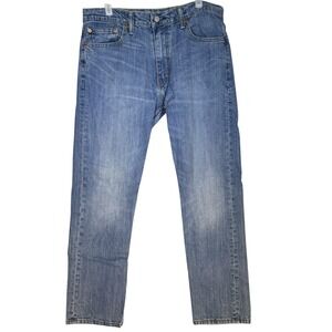 Levis 504 Jeans Mens 34x32 Blue Straight Leg Stretch Denim Zip Fly